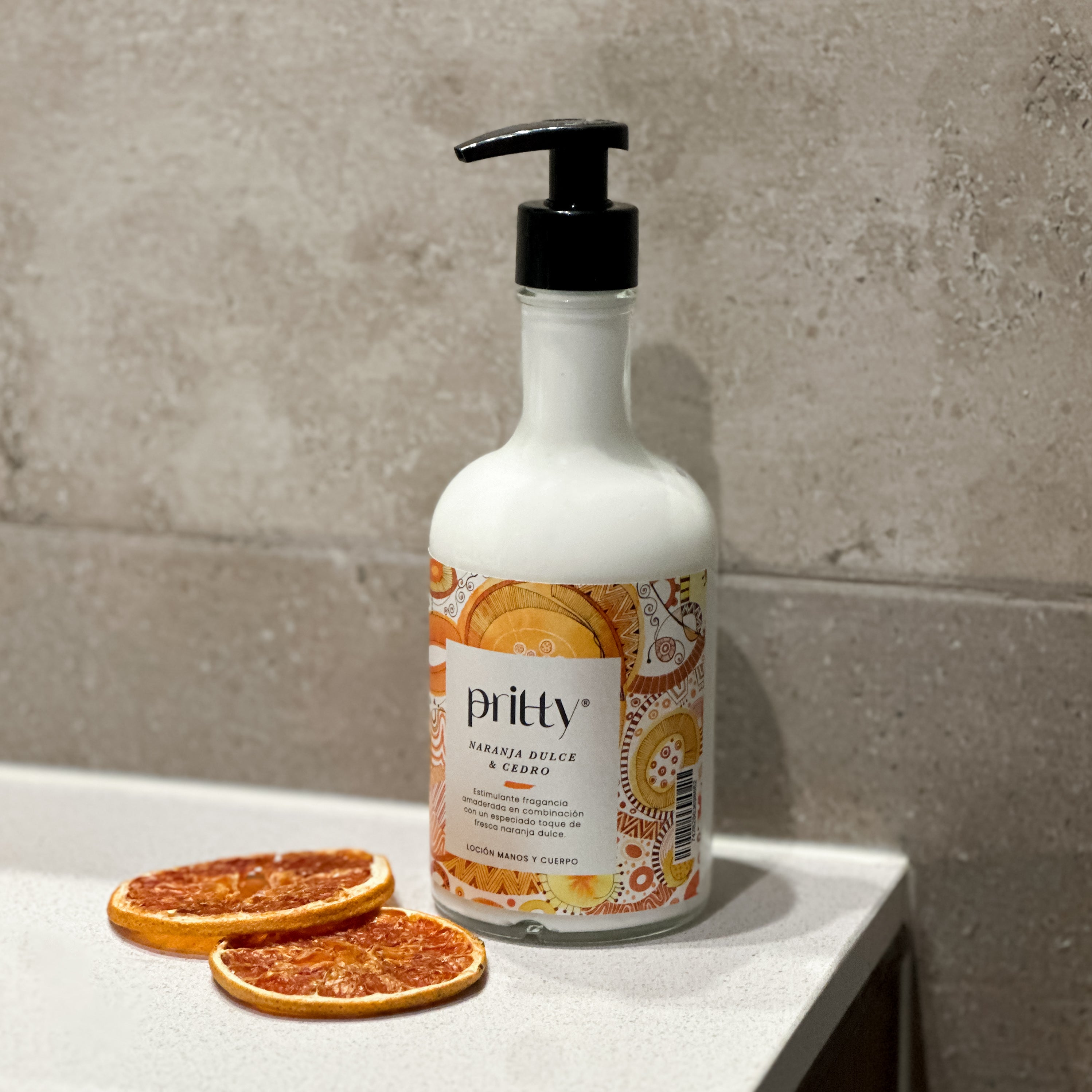 Locion Manos y Cuerpo Naranja Dulce y Cedro 375 ml – Pritty