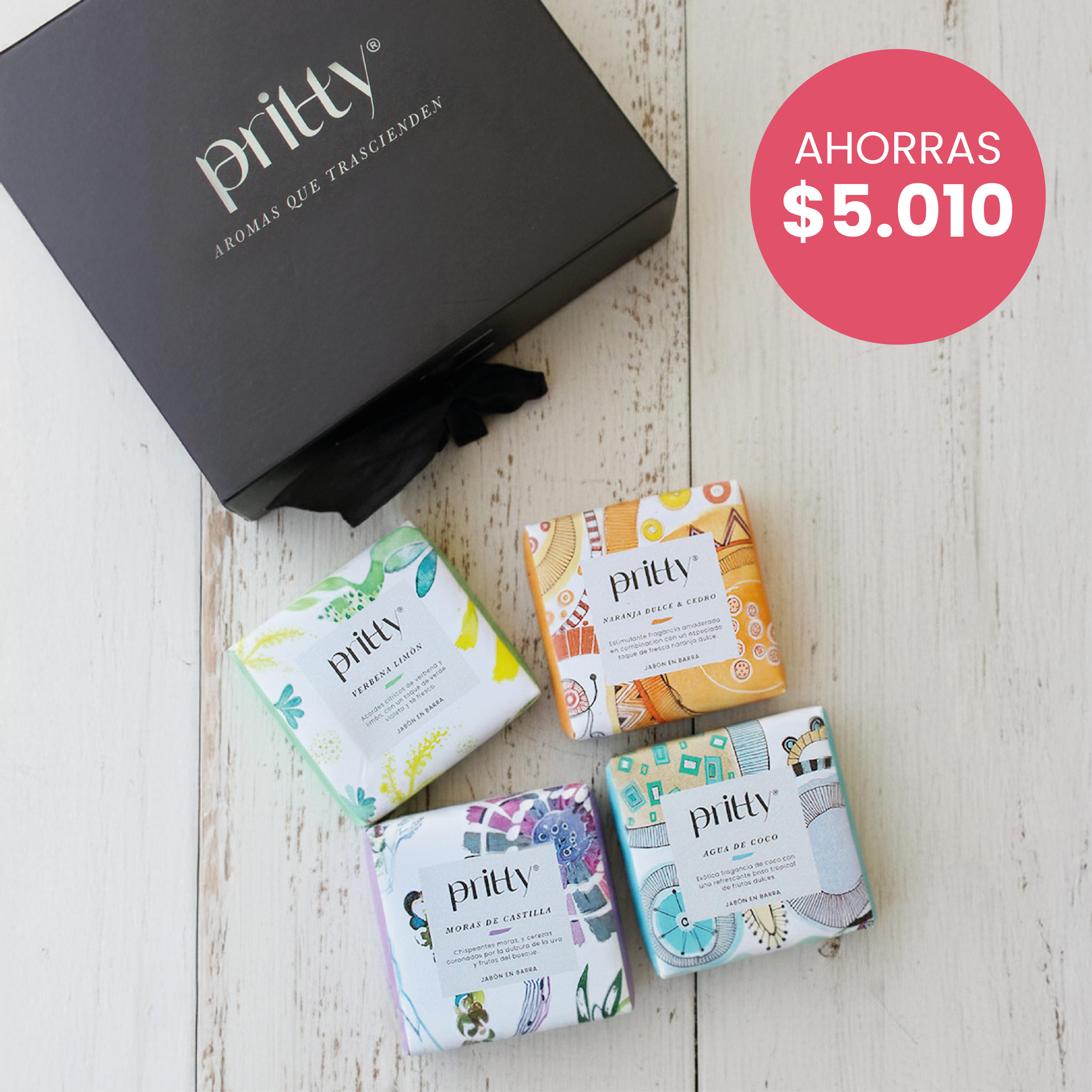 Set 4 Jabones Barra 100 gr en Caja Deluxe