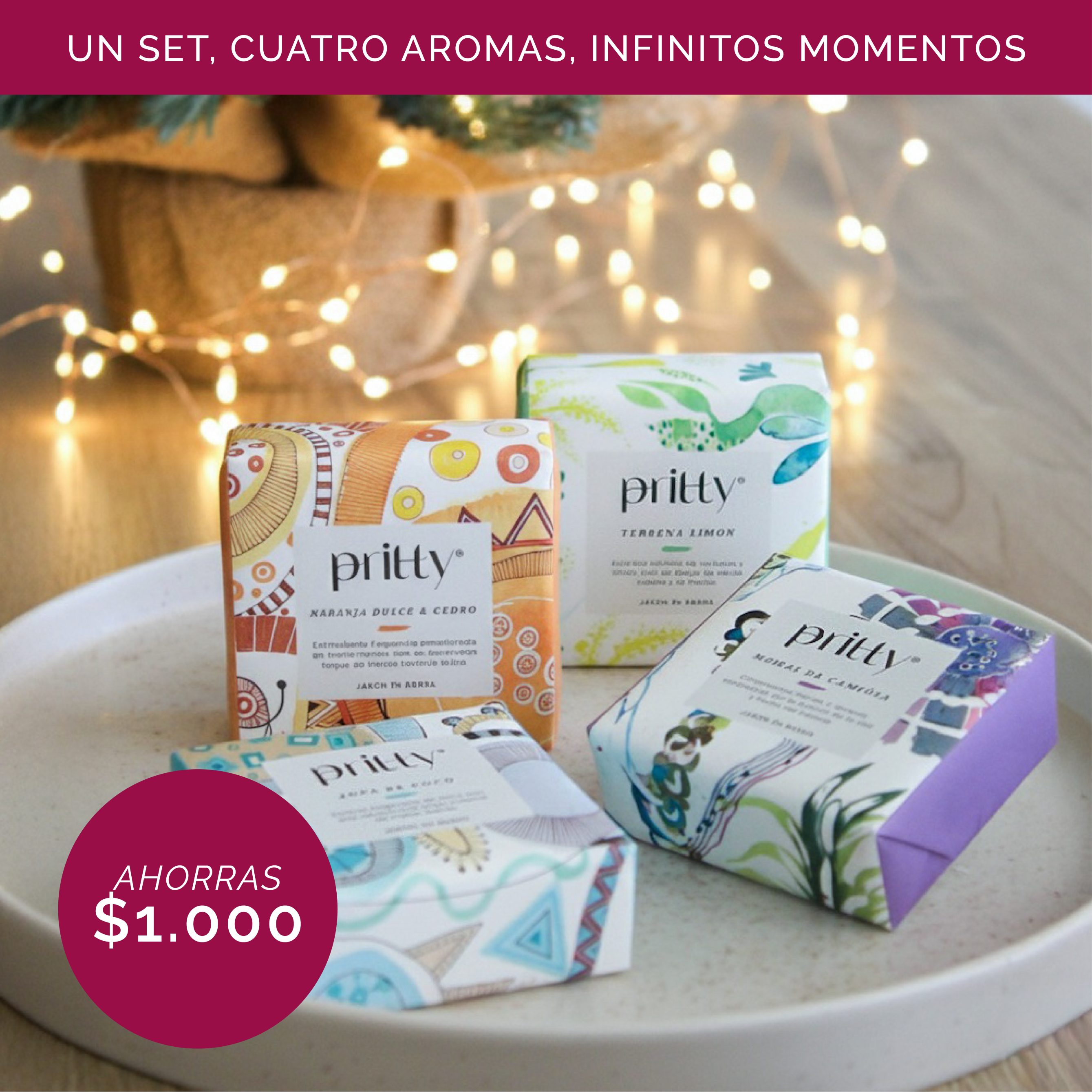 Set 4 Jabones Barra 100 gr en Caja Deluxe