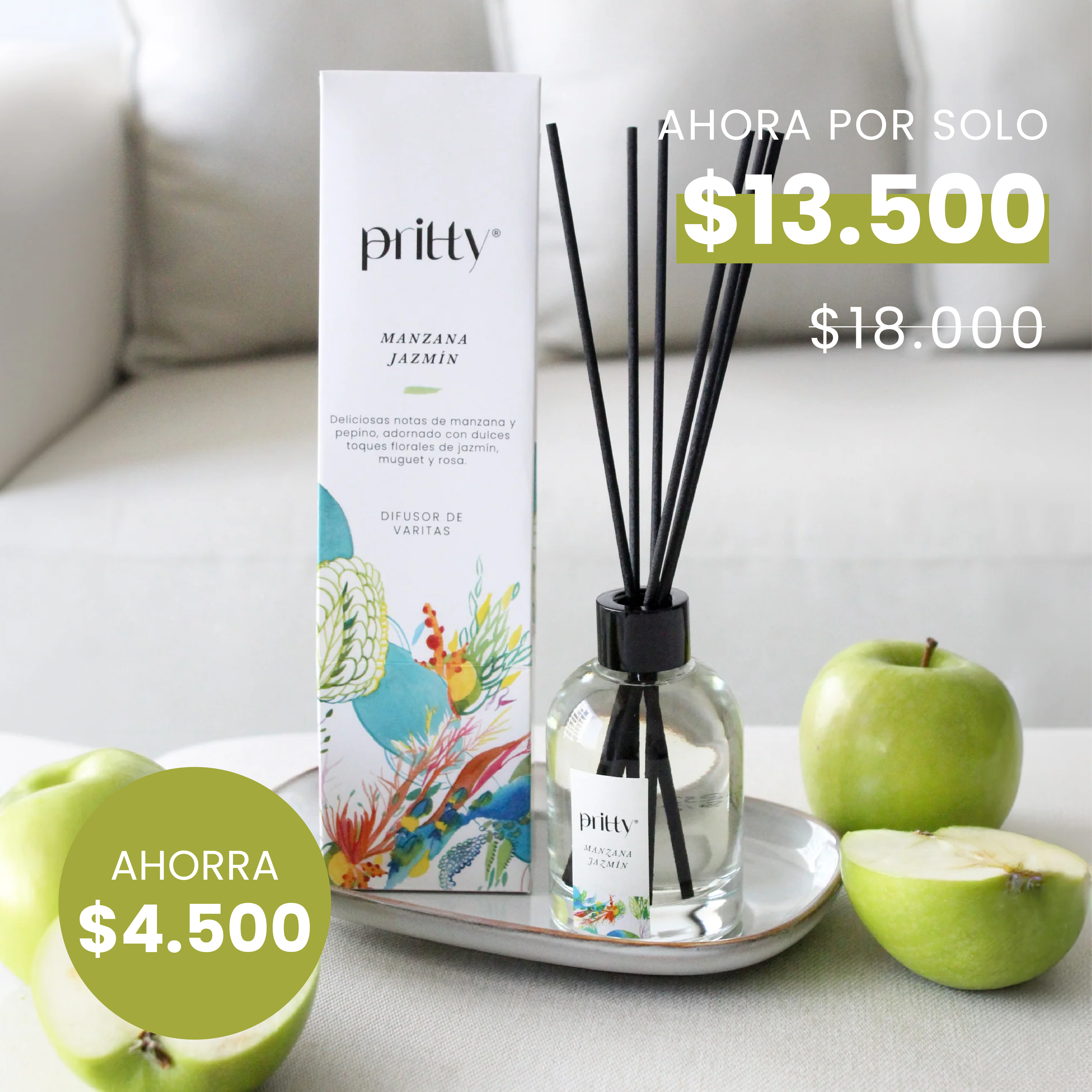 Difusor Varitas Manzana & Jazmin 130 ml